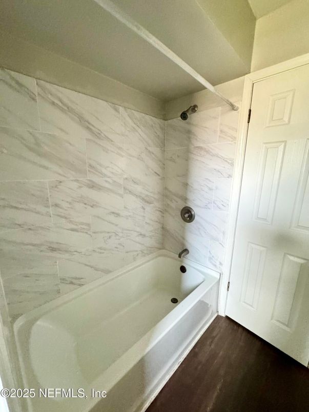Bathroom, Interior, Marble Walls, Wood Texture Flooring