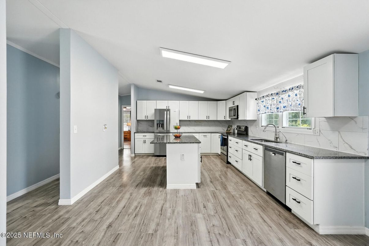 Interior, Kitchen, Stainless Steel Appliances, Wood Texture Flooring
