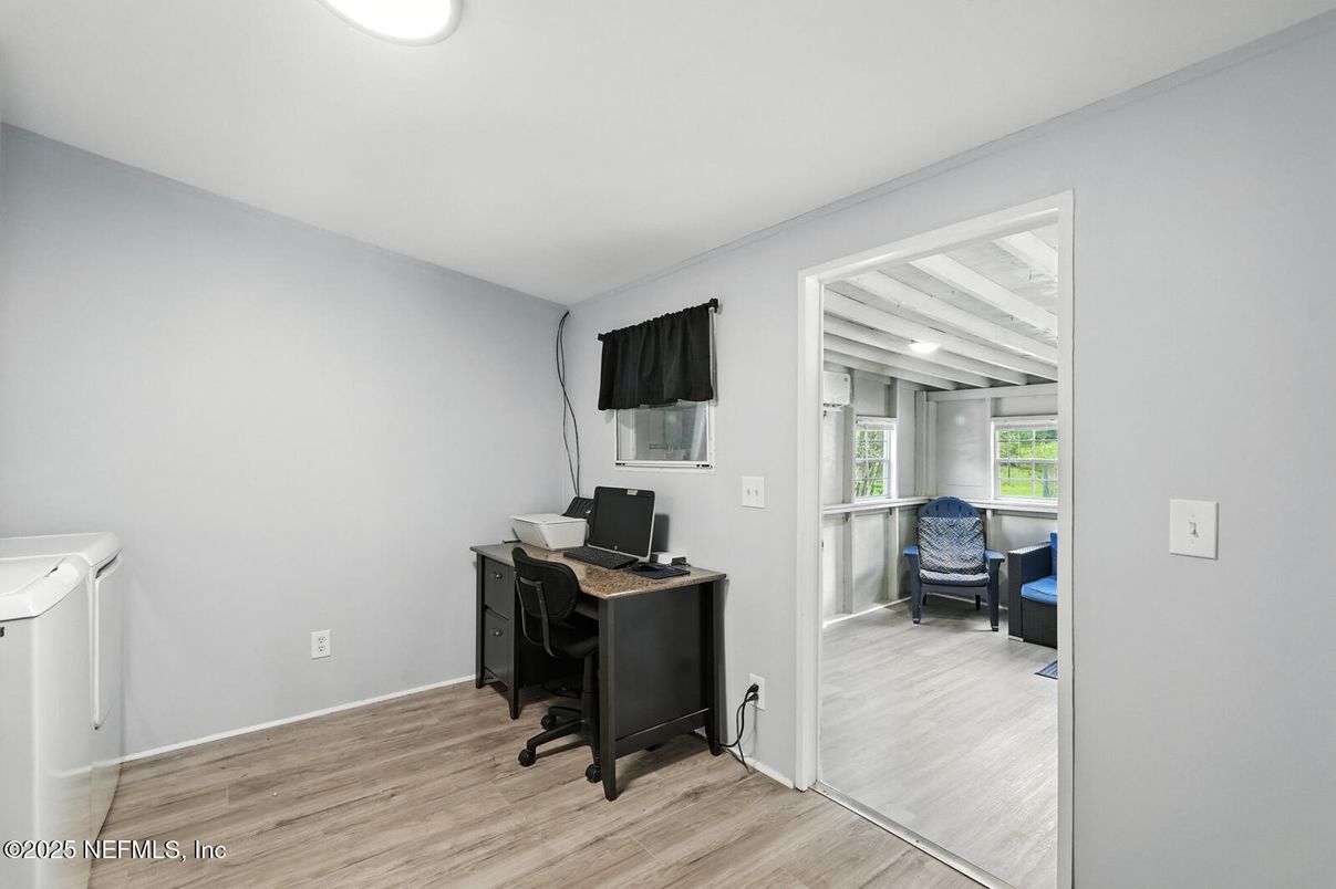 Home Office, Interior, Recessed Lighting, Wood Texture Flooring
