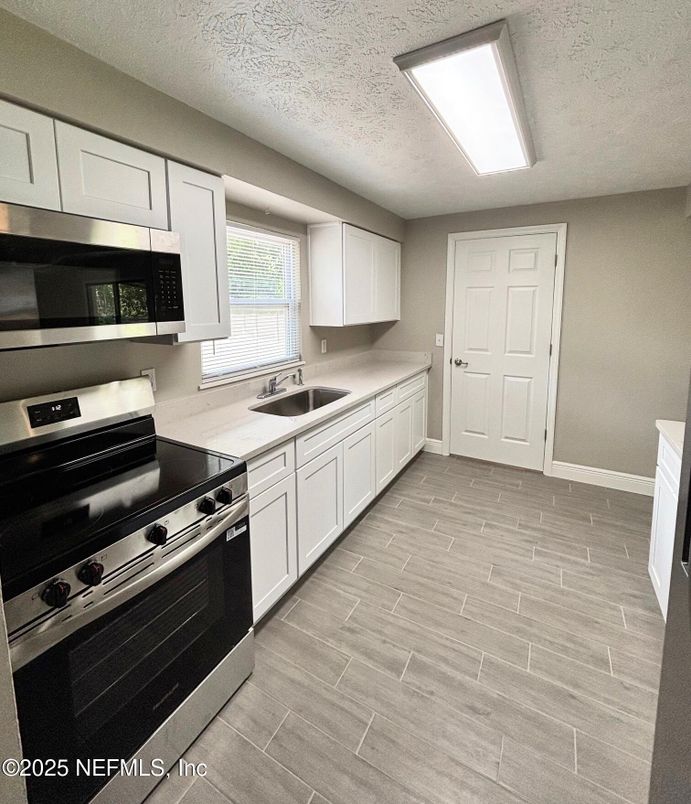 Interior, Kitchen, Stainless Steel Appliances, Wood Texture Flooring