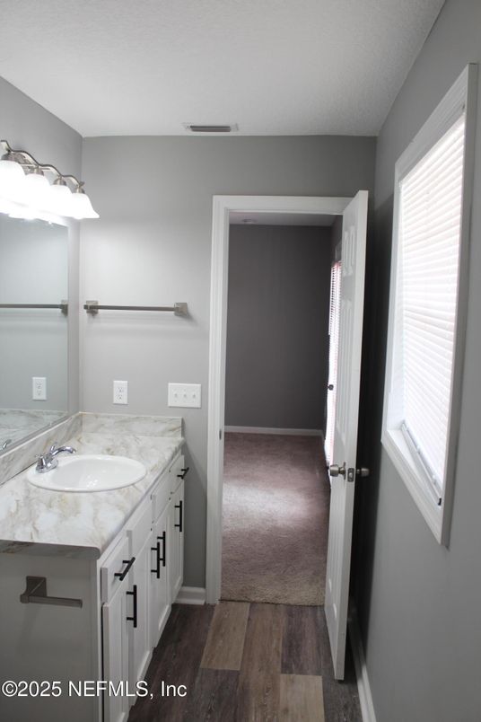 Bathroom, Dual Sink Vanities, Interior, Wood Texture Flooring
