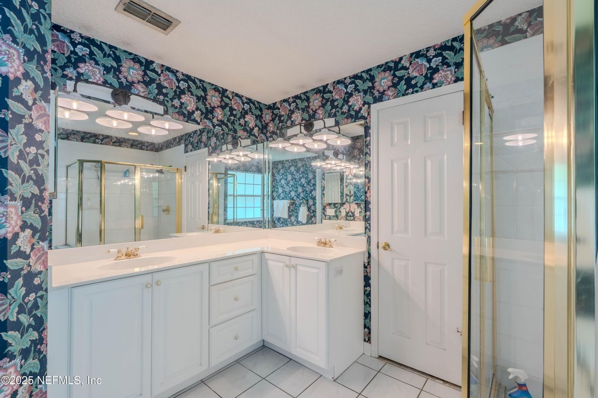Bathroom, Dual Sink Vanities, Glass Shower, Interior