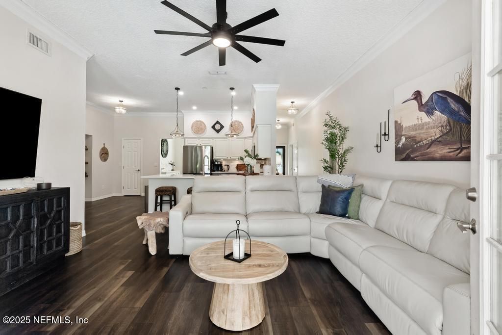 Interior, Kitchen, Living room, Pendant Lights, Recessed Lighting, Stainless Steel Appliances, Wood Texture Flooring