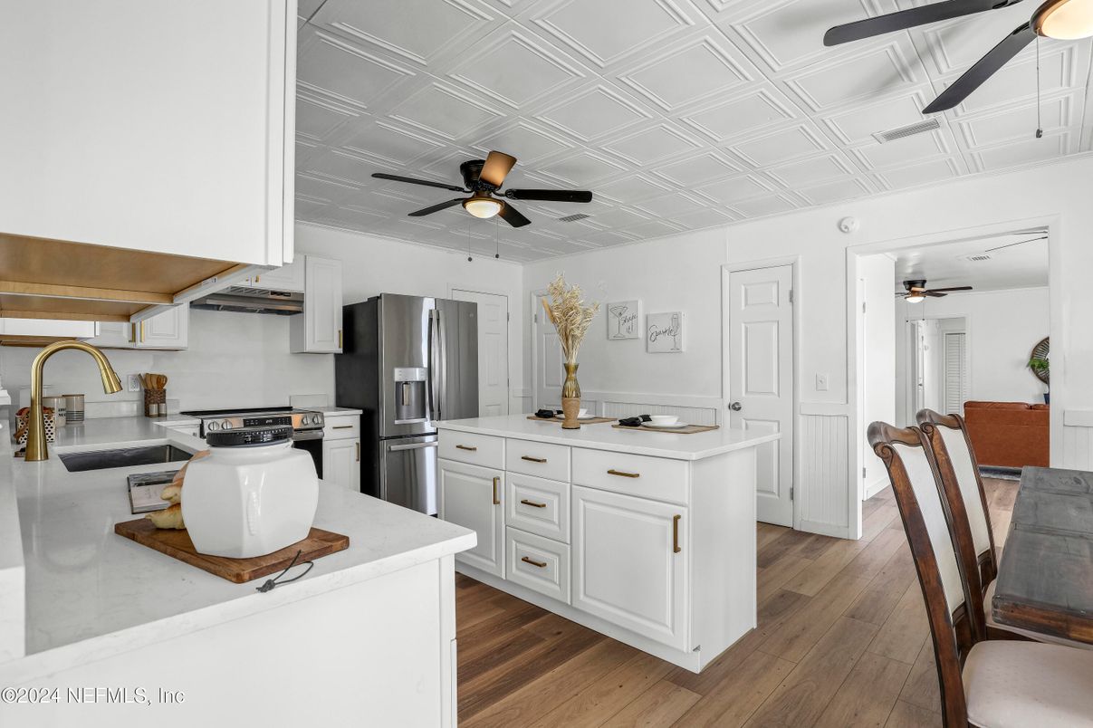 Interior, Kitchen, Stainless Steel Appliances, Wood Texture Flooring