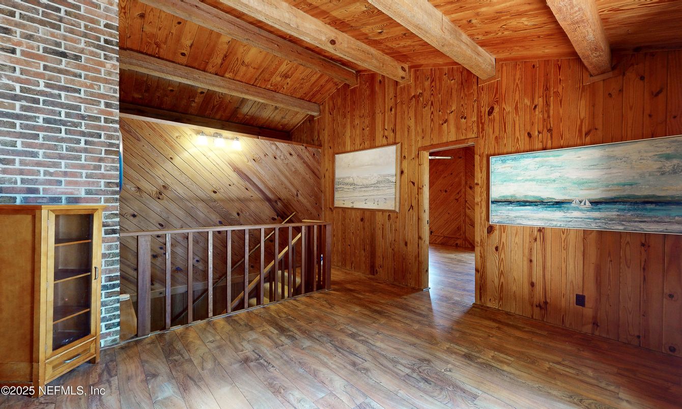 Empty room, Fireplace, Interior, Stone Walls, Wooden Beams, Wooden Ceilings, Wood Texture Flooring, Wooden Walls