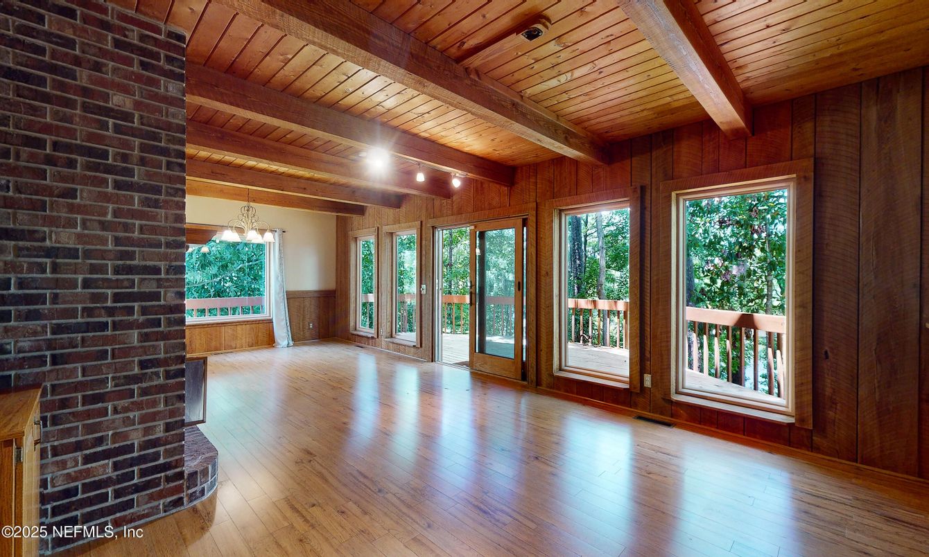 Empty room, Interior, Stone Walls, Wooden Beams, Wooden Ceilings, Wood Texture Flooring, Wooden Walls