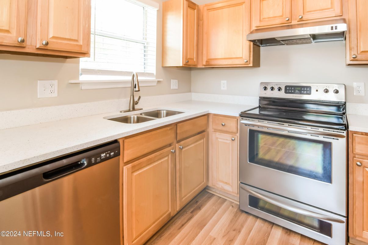 Interior, Kitchen, Stainless Steel Appliances, Wood Texture Flooring