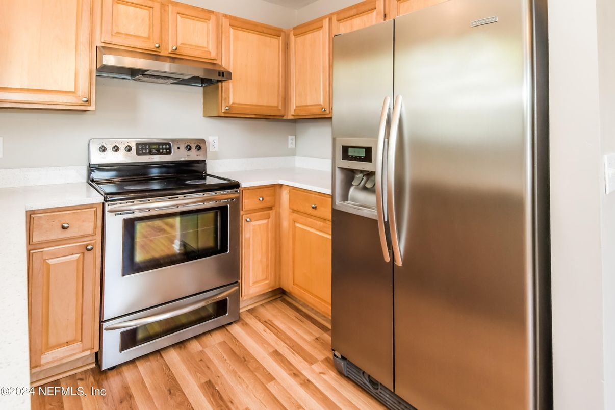 Interior, Kitchen, Stainless Steel Appliances, Wood Texture Flooring