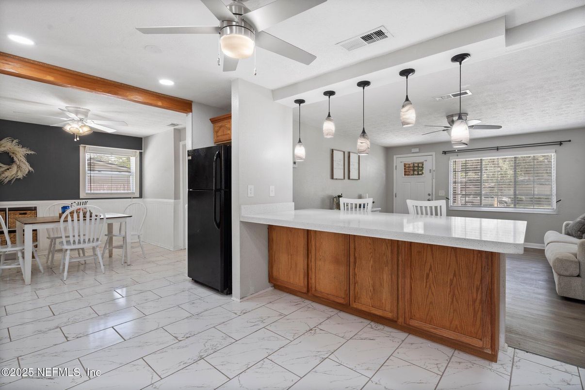 Dining room, Interior, Marble, Pendant Lights, Recessed Lighting
