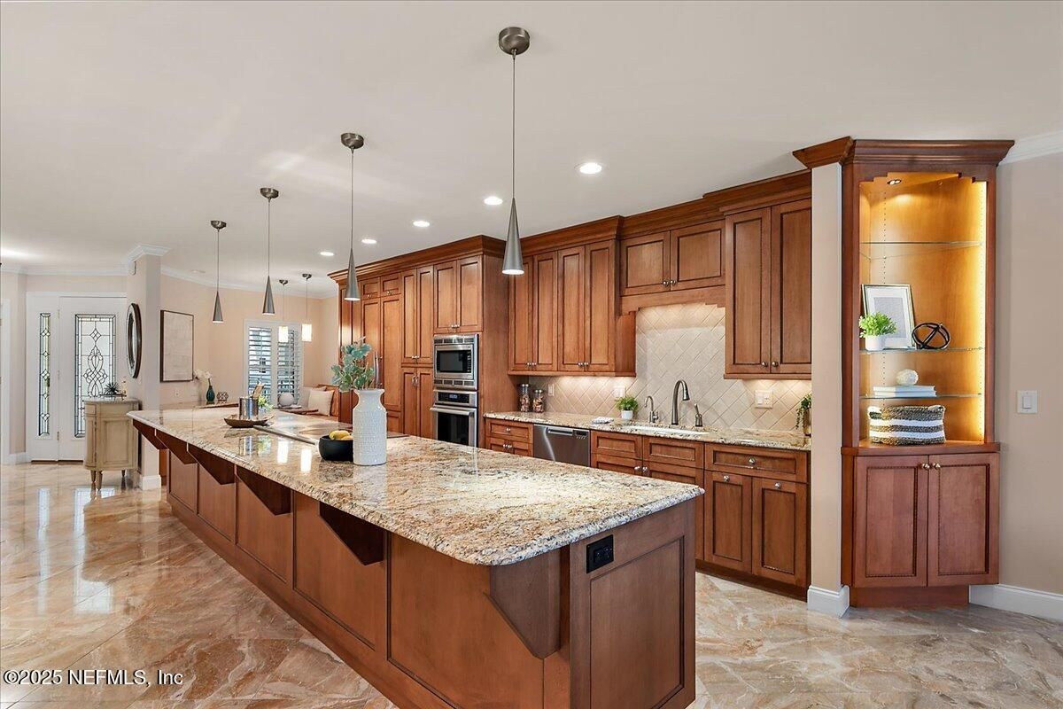 Interior, Kitchen, Pendant Lights, Recessed Lighting, Stainless Steel Appliances