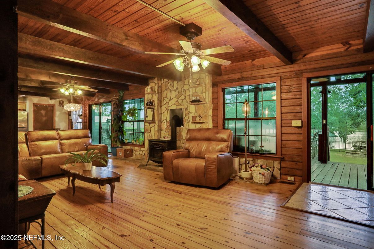 Fireplace, Interior, Living room, Stone Walls, Wooden Beams, Wooden Ceilings, Wood Texture Flooring, Wooden Walls