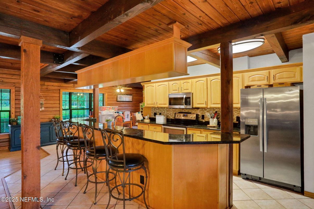 Interior, Kitchen, Stainless Steel Appliances, Wooden Beams, Wooden Ceilings, Wooden Walls