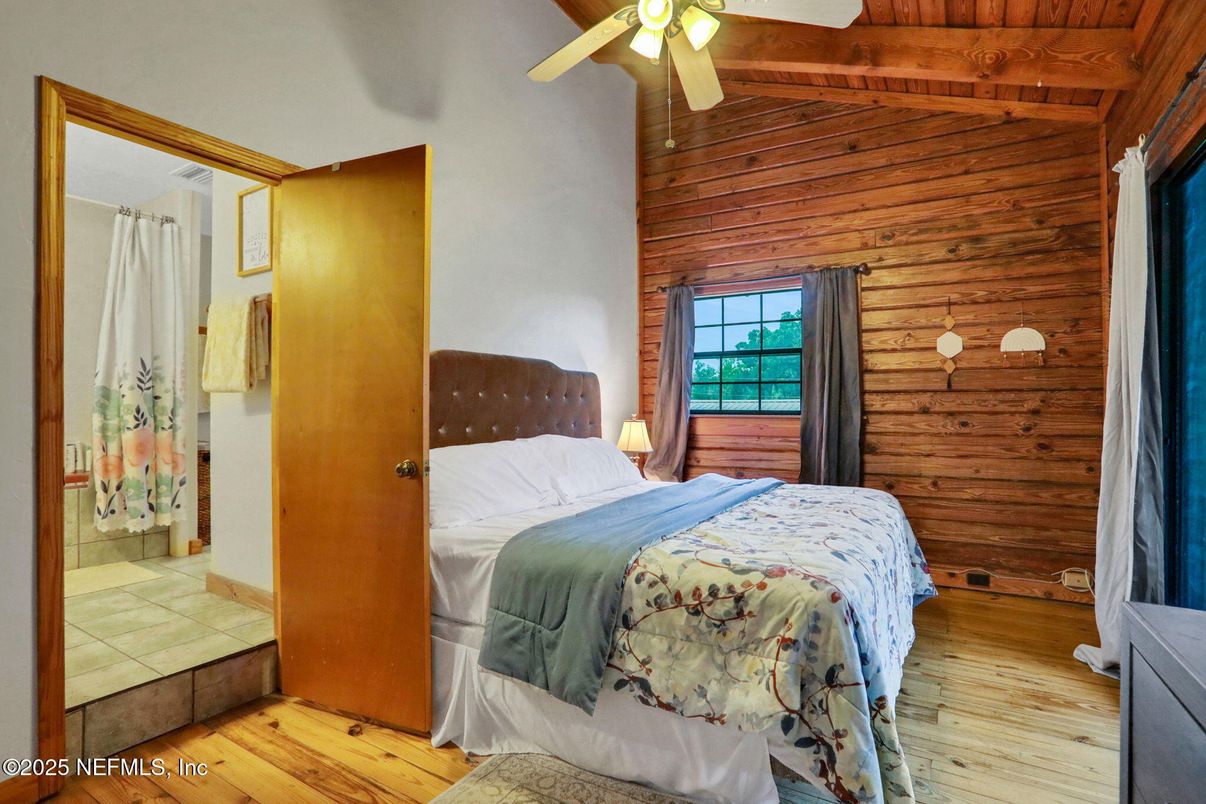 Bedroom, Interior, Wood Texture Flooring, Wooden Walls