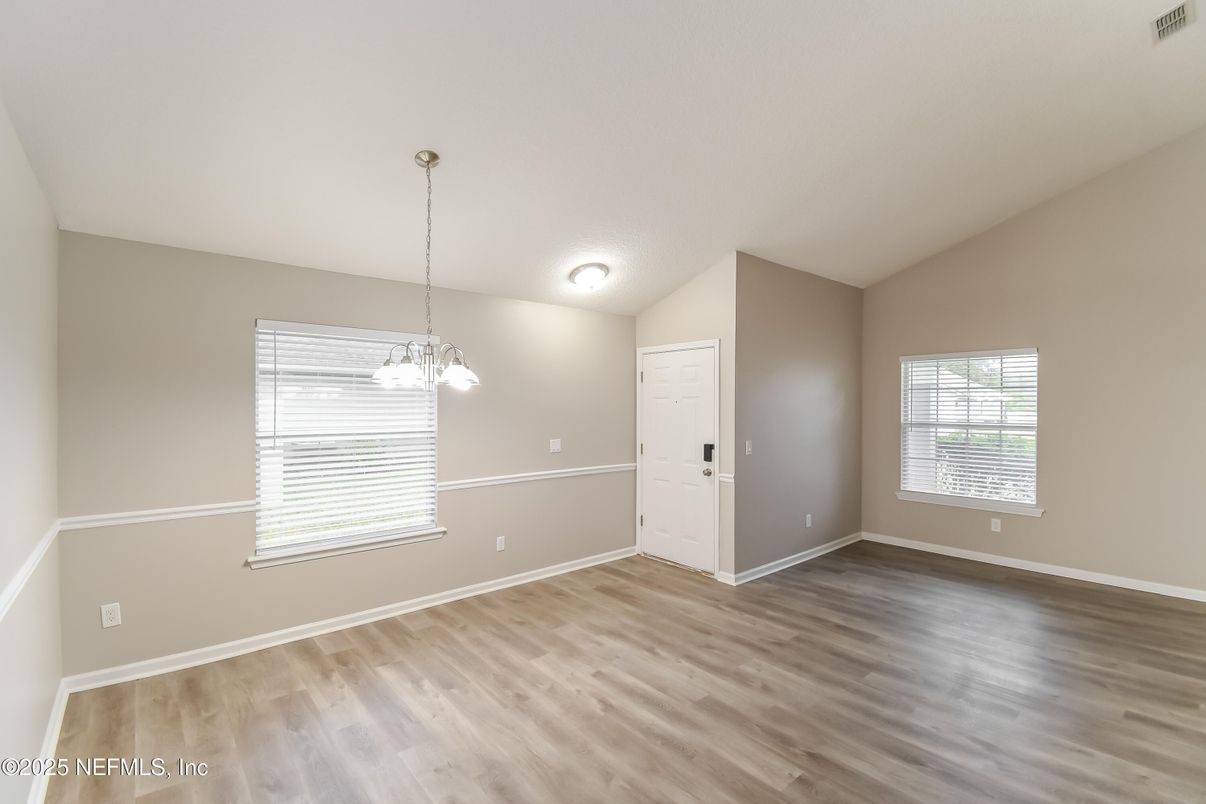 Empty room, Interior, Pendant Lights, Wood Texture Flooring