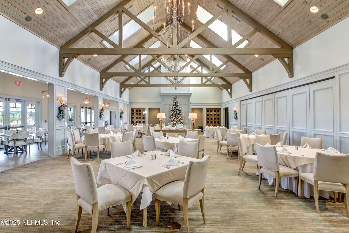 Chandelier, Dining room, Interior, Recessed Lighting, Wooden Beams