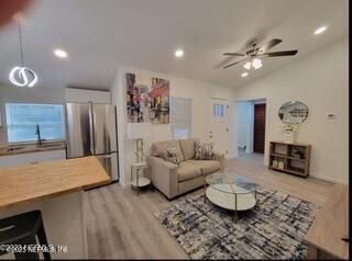 Interior, Kitchen, Living room, Pendant Lights, Recessed Lighting, Stainless Steel Appliances, Wood Texture Flooring