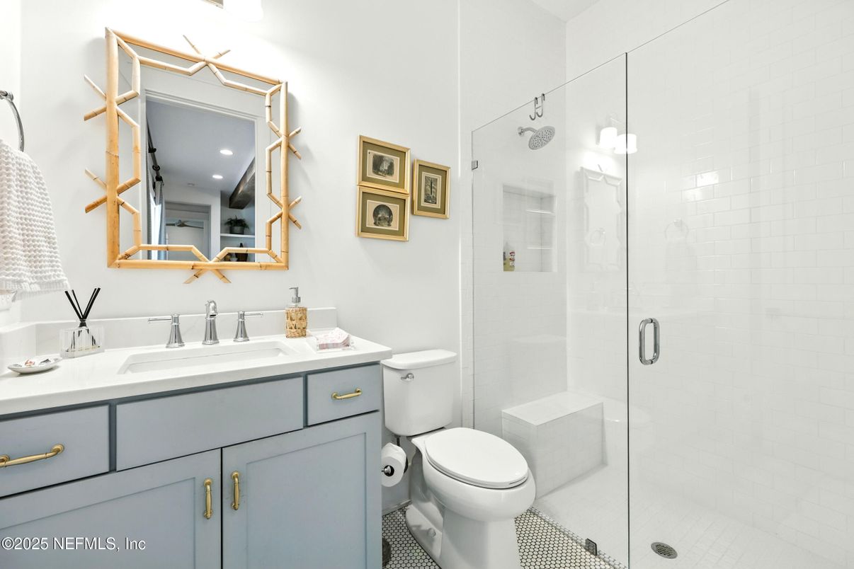 Bathroom, Glass Shower, Interior, Recessed Lighting