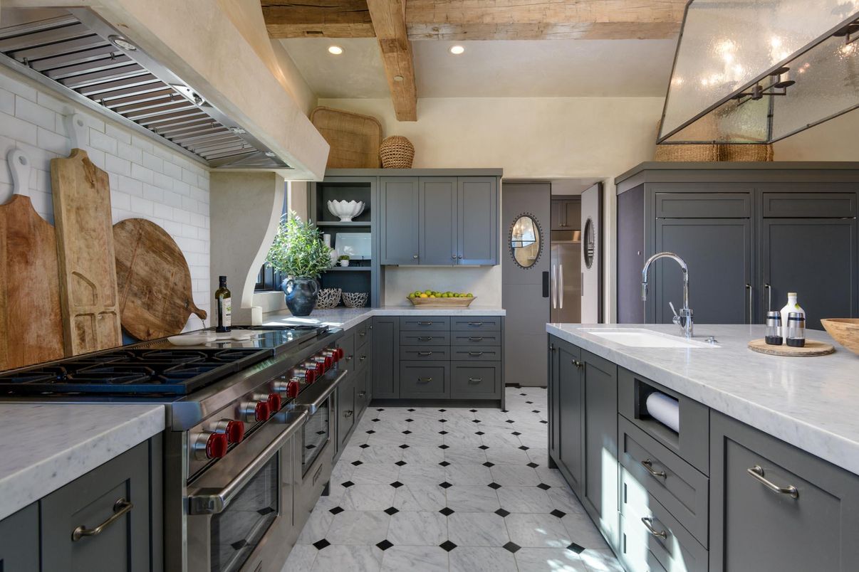 Interior, Kitchen, Recessed Lighting, Stainless Steel Appliances, Wooden Beams