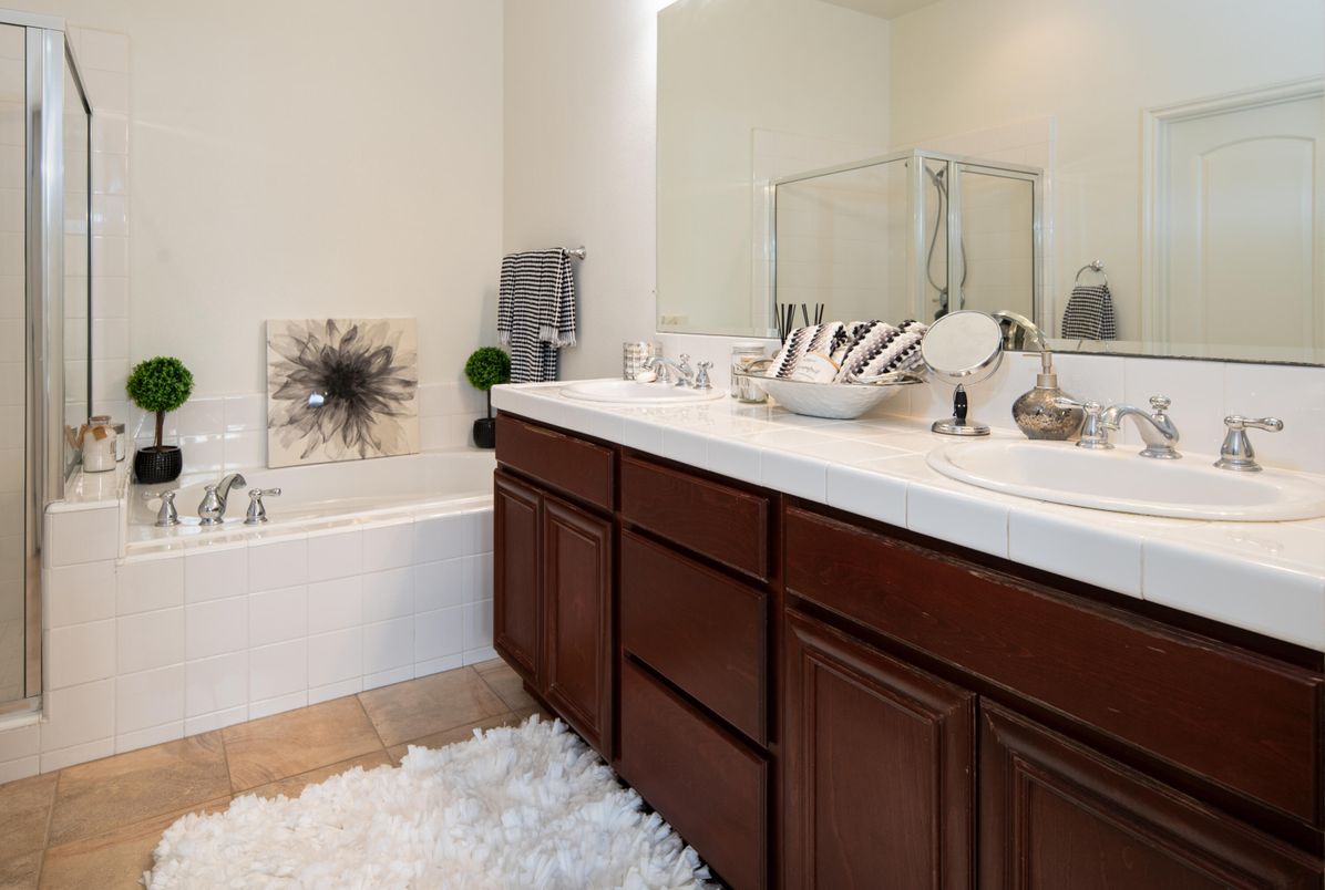 Bathroom, Dual Sink Vanities, Interior, Tile Countertops
