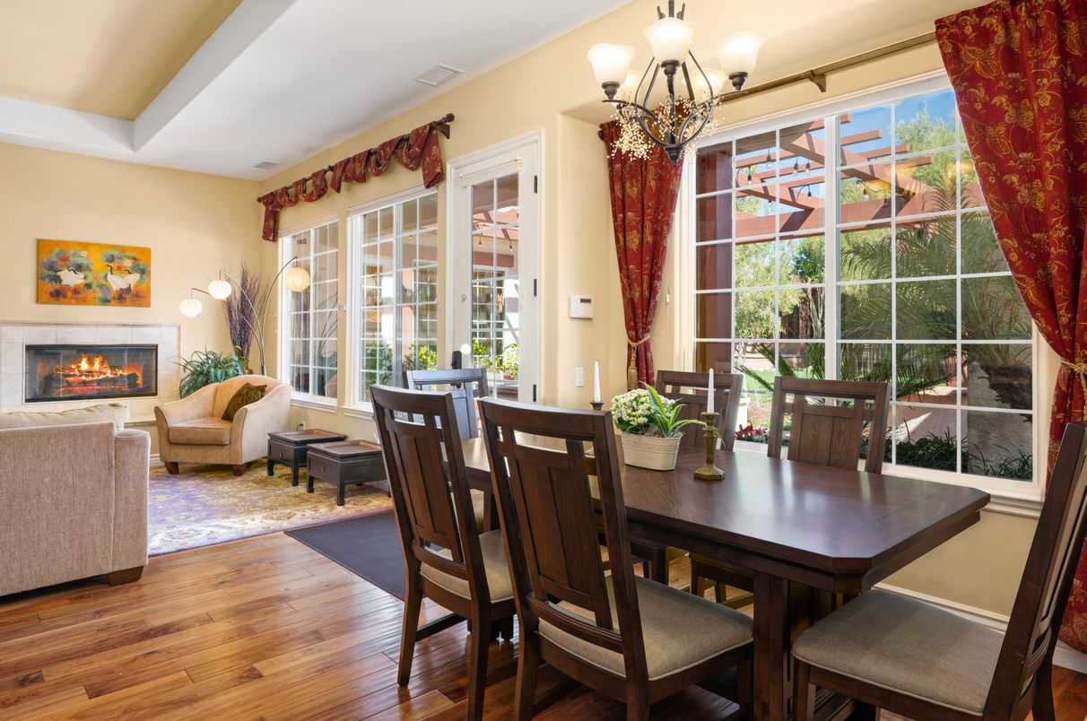Chandelier, Dining room, Fireplace, Interior, Living room, Wood Texture Flooring