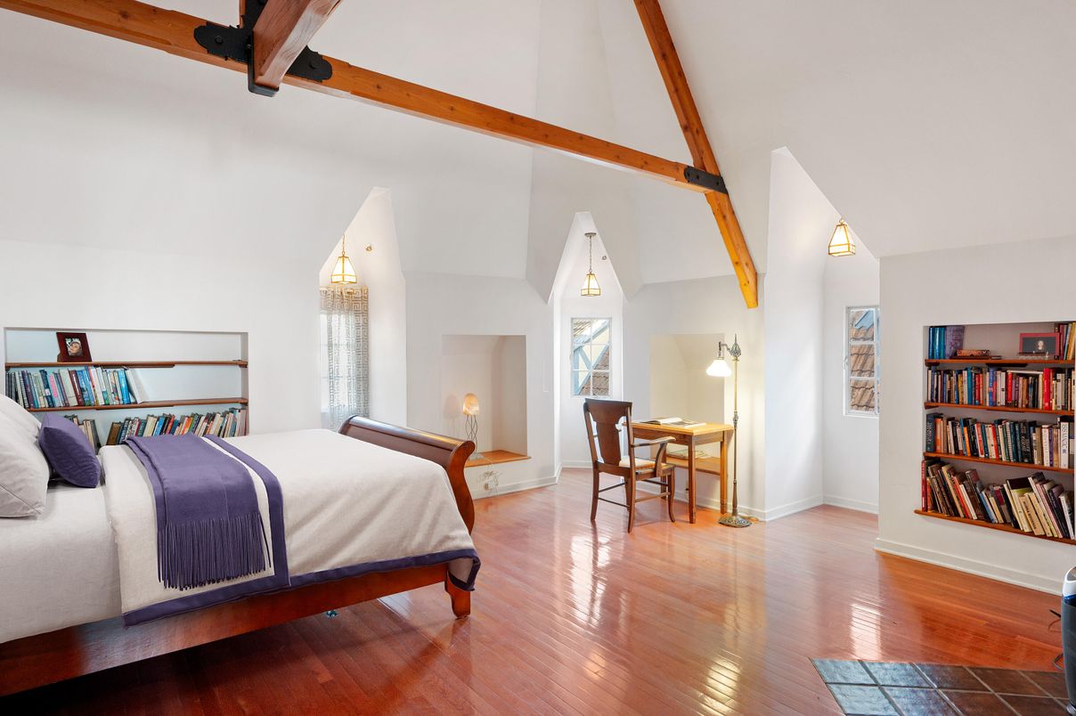 Bedroom, Interior, Wooden Beams, Wood Texture Flooring