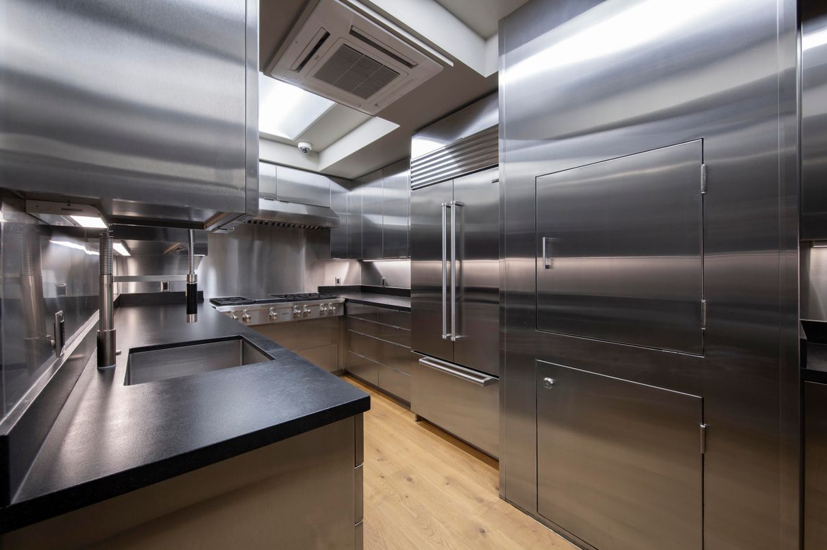 Interior, Kitchen, Stainless Steel Appliances, Wood Texture Flooring