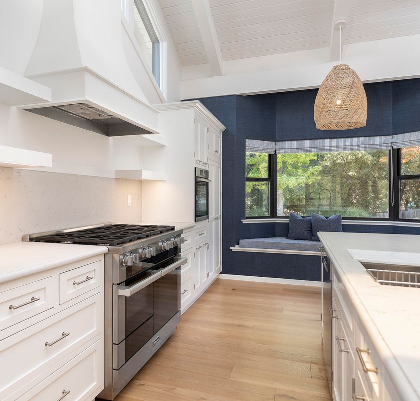 Interior, Kitchen, Pendant Lights, Stainless Steel Appliances, Wood Texture Flooring