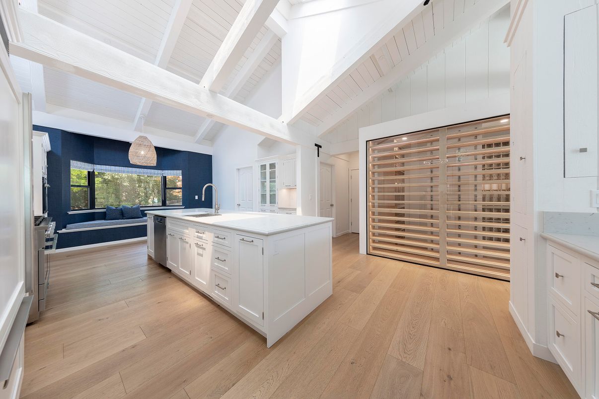 Interior, Kitchen, Pendant Lights, Wood Texture Flooring