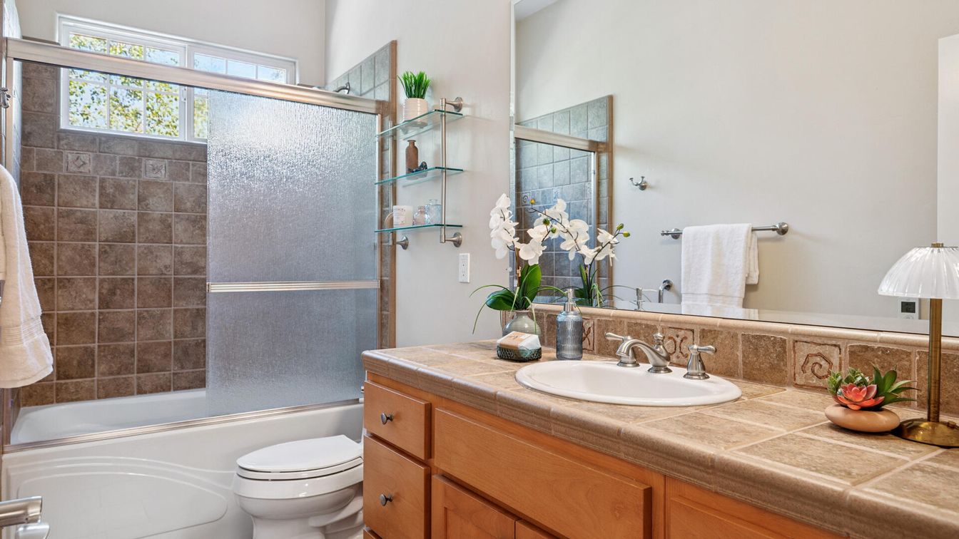 Bathroom, Glass Shower, Interior, Tile Countertops