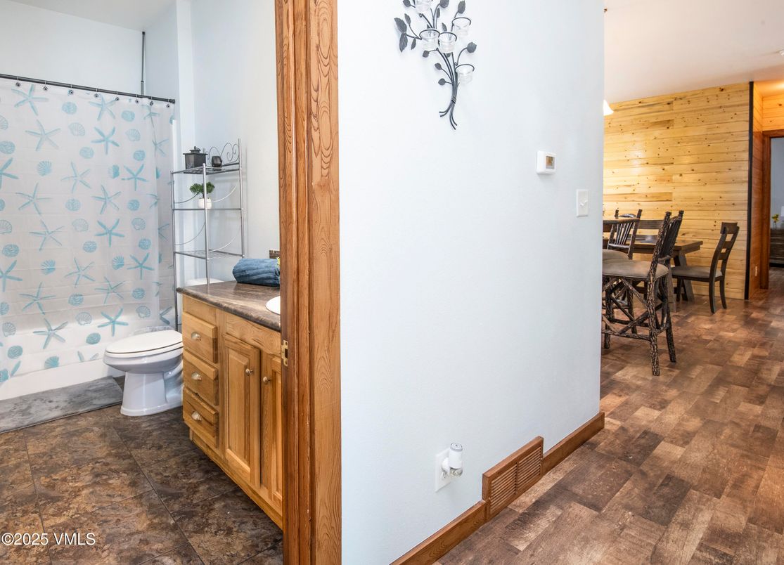 Bathroom, Dining room, Interior, Recessed Lighting, Wooden Walls