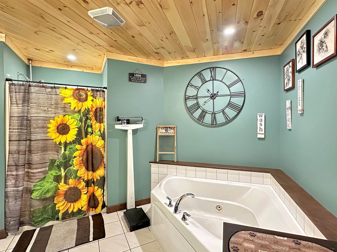 Bathroom, Interior, Recessed Lighting, Wooden Ceilings