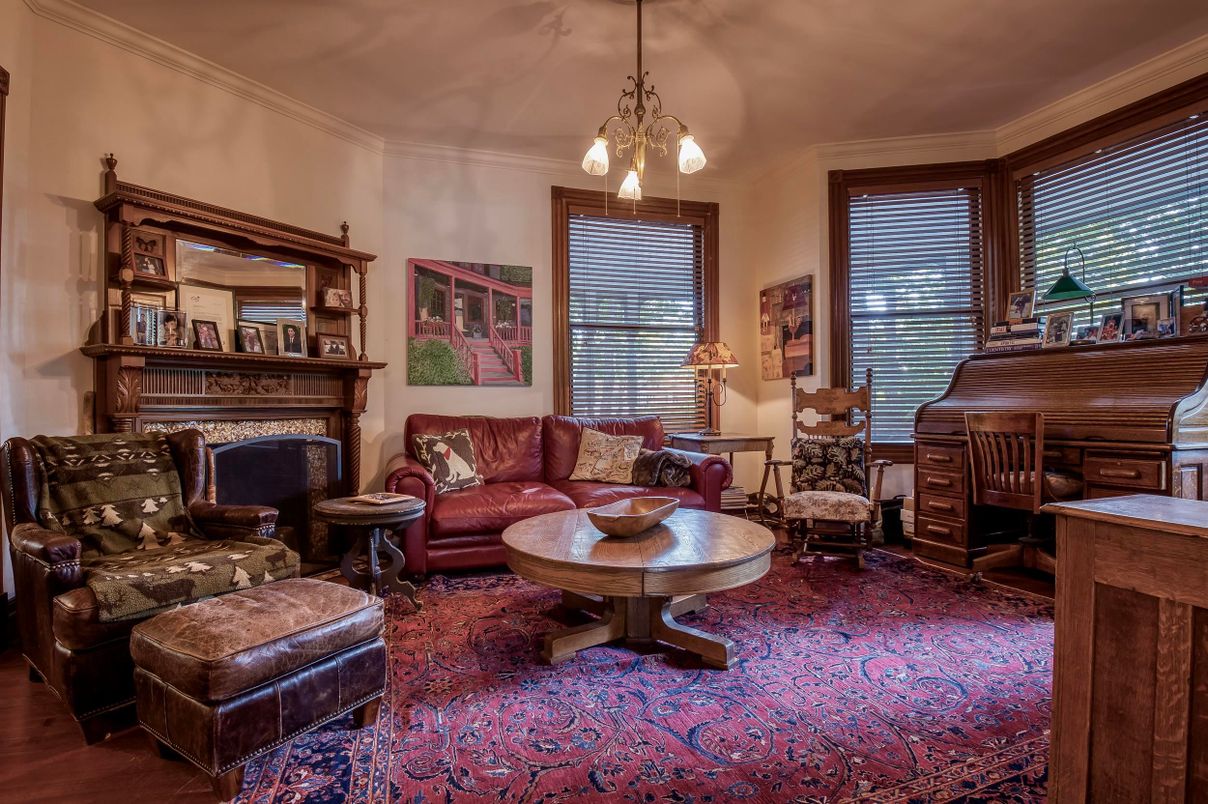 Fireplace, Interior, Living room, Pendant Lights, Piano, Wood Texture Flooring