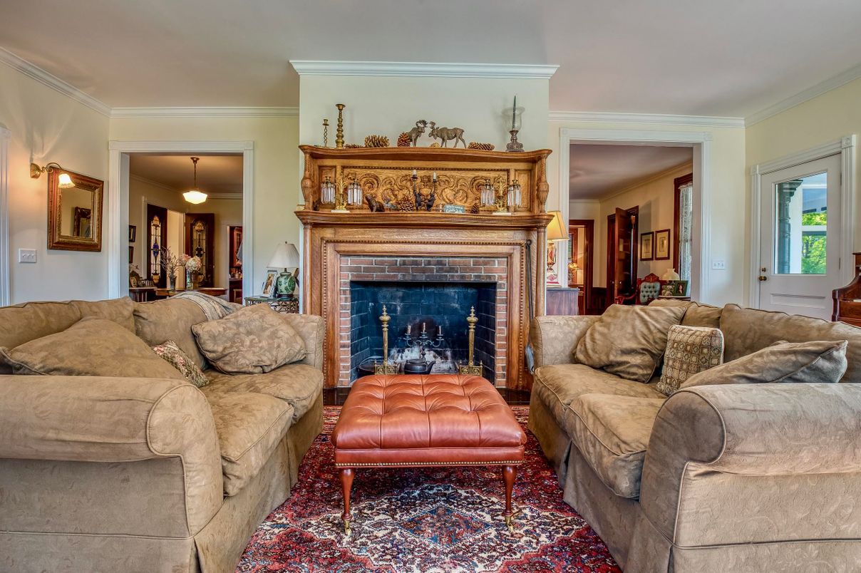 Fireplace, Interior, Living room, Pendant Lights