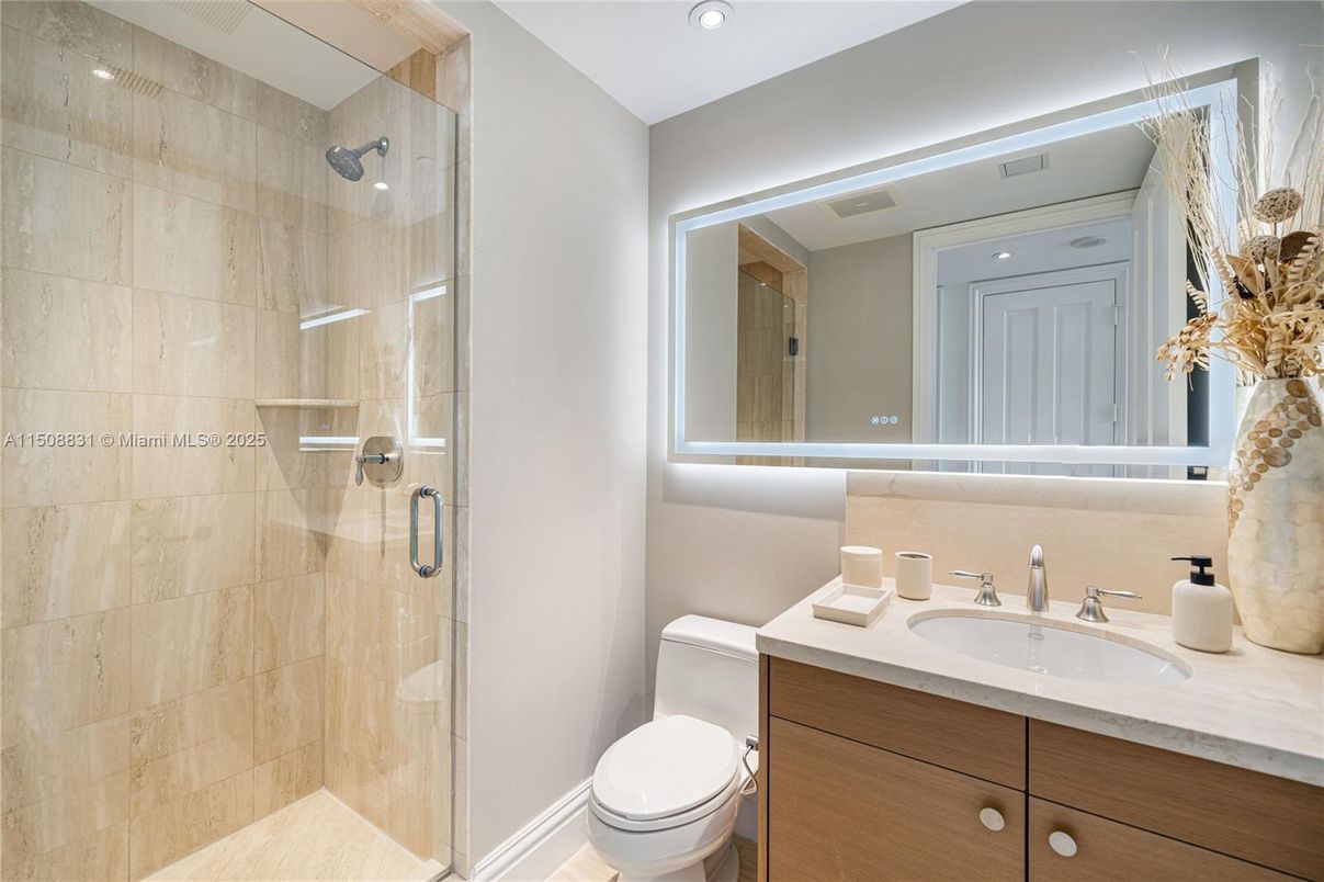 Bathroom, Glass Shower, Interior, Recessed Lighting