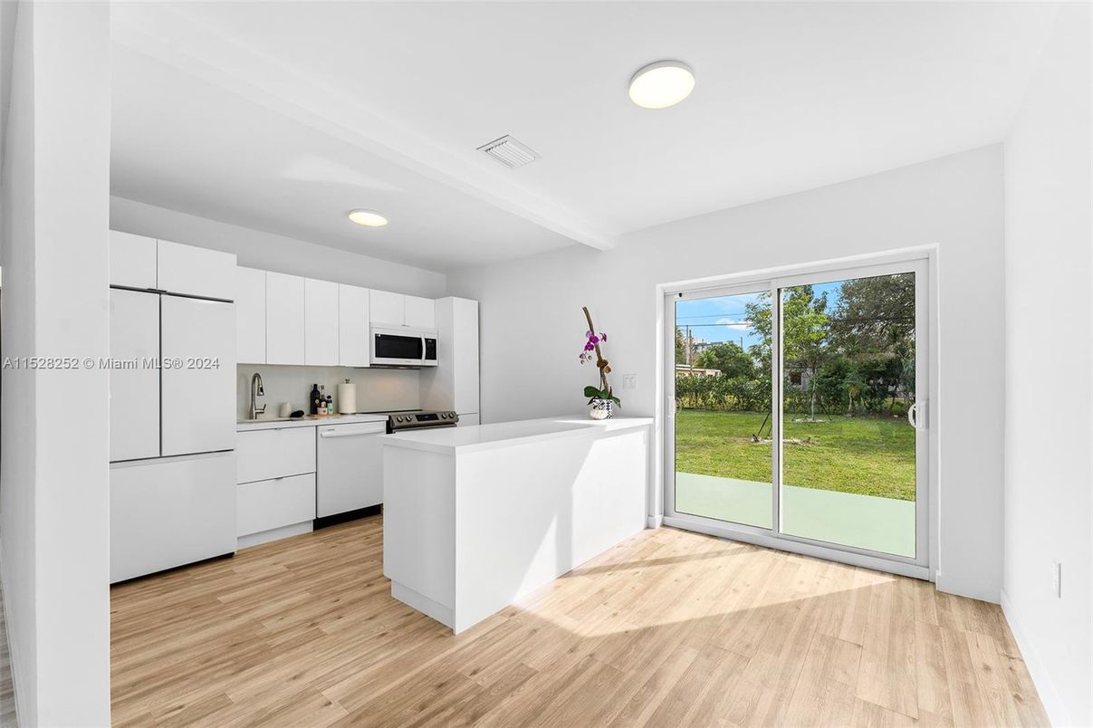 Interior, Kitchen, Recessed Lighting, Wood Texture Flooring