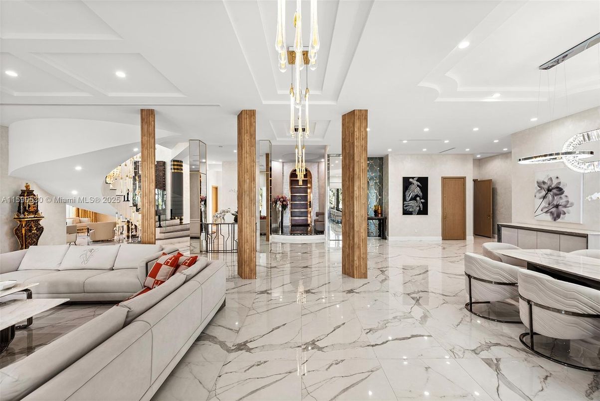 Interior, Living room, Marble, Pendant Lights, Recessed Lighting