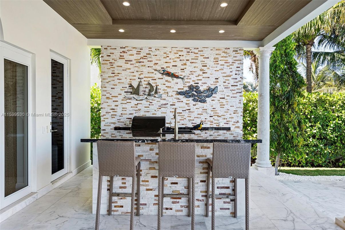 Interior, Marble, Recessed Lighting, Stone Walls, Wooden Ceilings