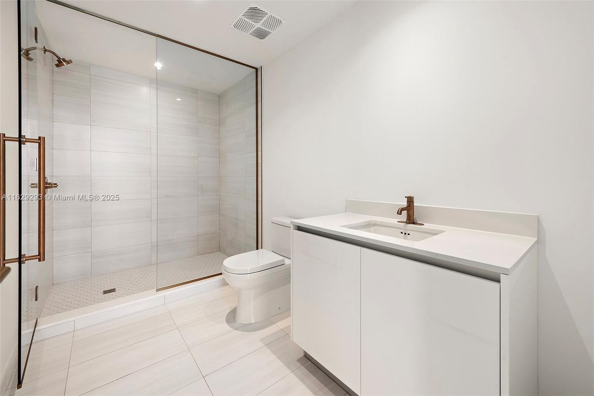 Bathroom, Glass Shower, Interior, Recessed Lighting