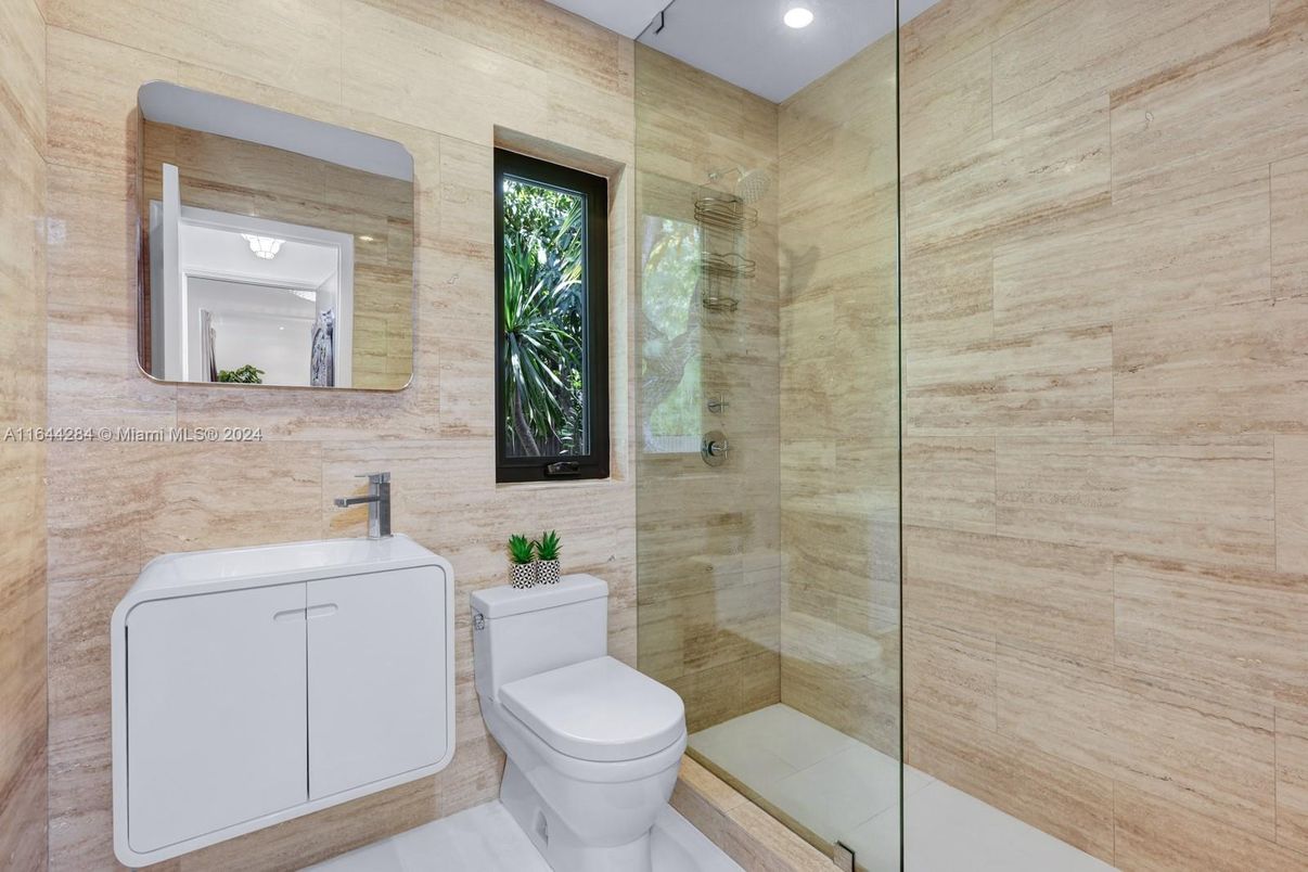 Bathroom, Glass Shower, Interior, Recessed Lighting