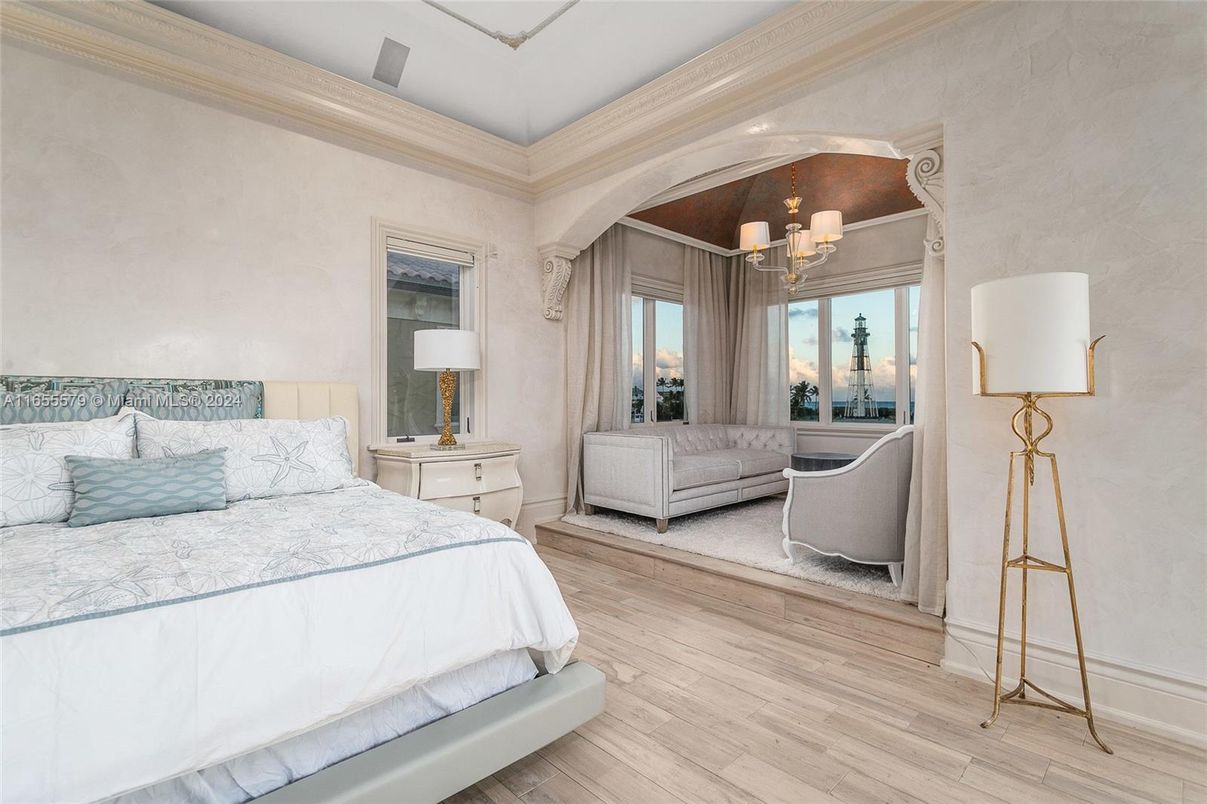 Bedroom, Chandelier, Interior, Wood Texture Flooring