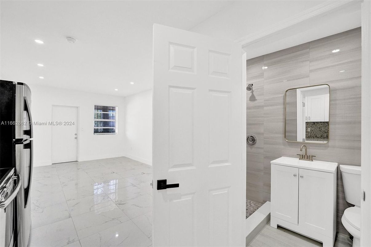 Bathroom, Glass Shower, Interior, Marble, Recessed Lighting