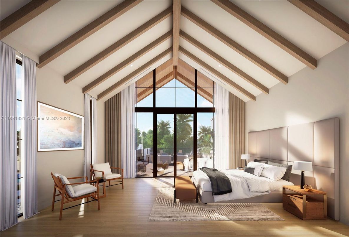 Bedroom, Interior, Wooden Beams, Wood Texture Flooring
