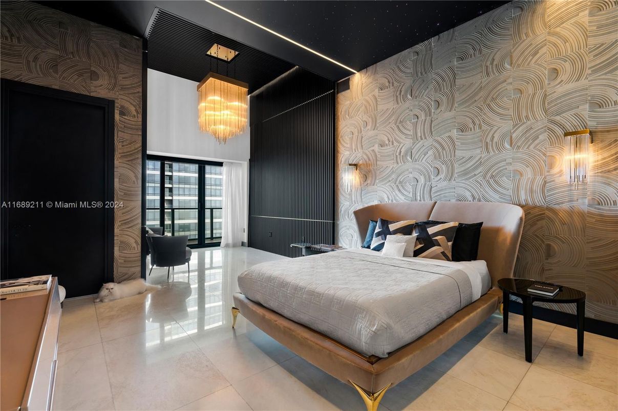 Bedroom, Chandelier, Interior