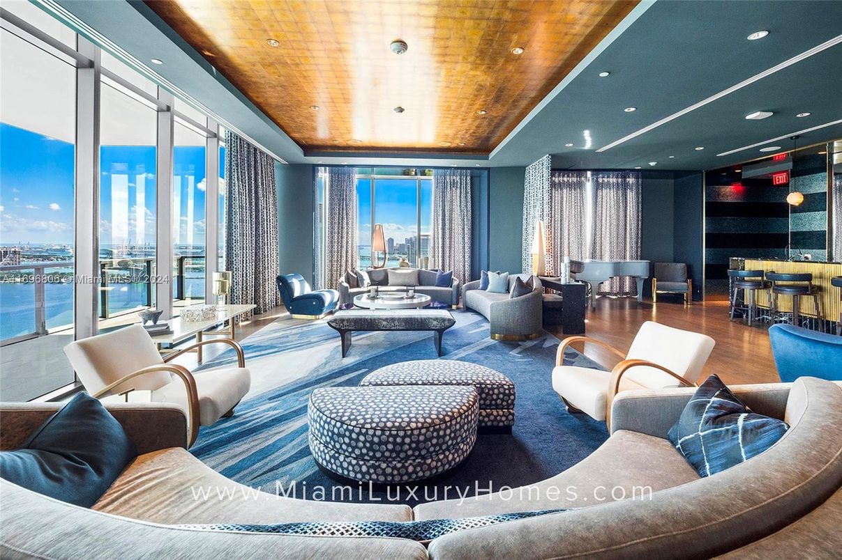 Dining room, Interior, Living room, Recessed Lighting, Water, Wooden Ceilings, Wood Texture Flooring