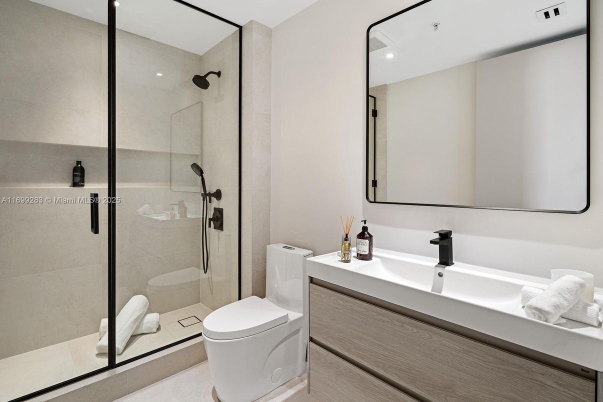 Bathroom, Glass Shower, Interior, Recessed Lighting