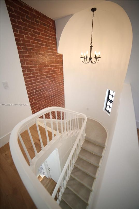 Chandelier, Interior, Stone Walls, Wood Texture Flooring