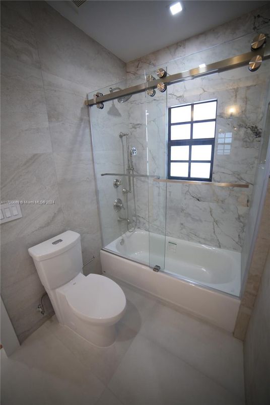 Bathroom, Glass Shower, Interior, Marble Walls, Recessed Lighting