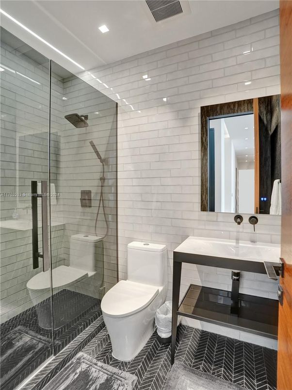 Bathroom, Glass Shower, Interior, Recessed Lighting