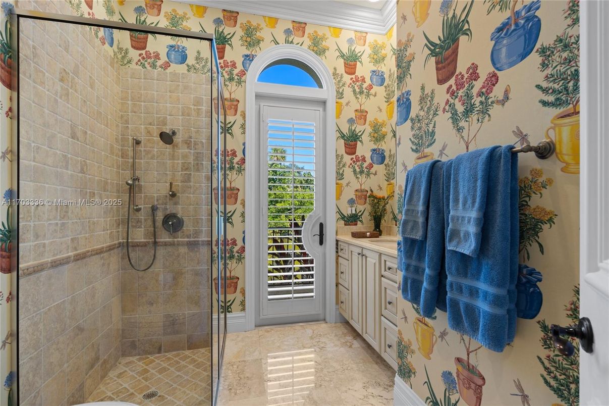 Bathroom, Glass Shower, Interior, Stone Walls