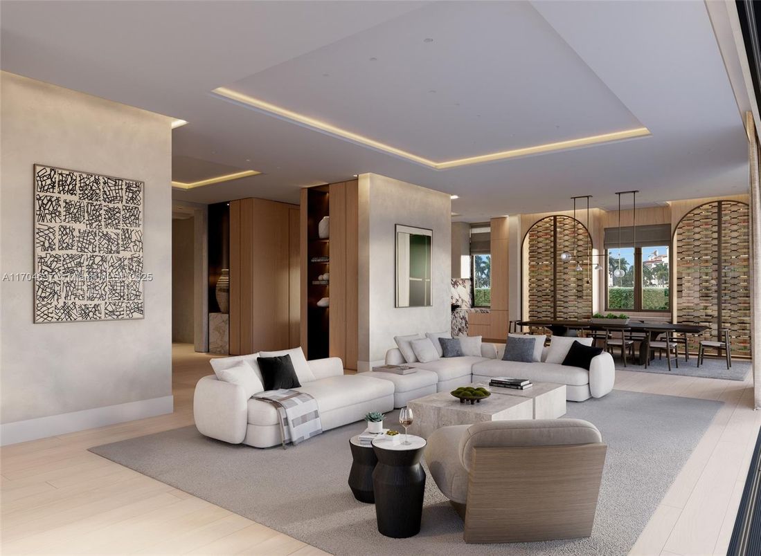 Dining room, Interior, Living room, Recessed Lighting, Wood Texture Flooring